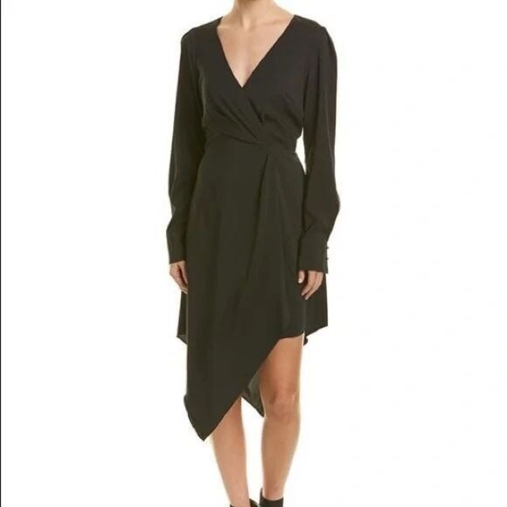 Parker Black Cocktail Dress Womens Size 2 Handkerchief Hem Minimalist New‎ $318